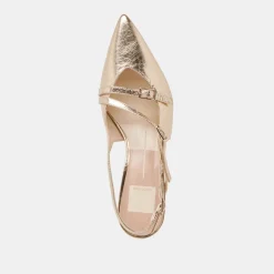 PAMLA MID HEELS LIGHT GOLD DISTRESSED LEATHER