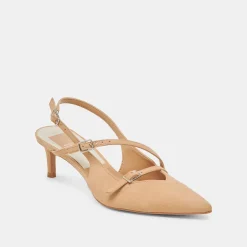 PAMLA MID HEELS TAN SUEDE