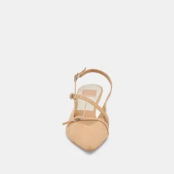 PAMLA MID HEELS TAN SUEDE
