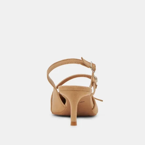 PAMLA MID HEELS TAN SUEDE