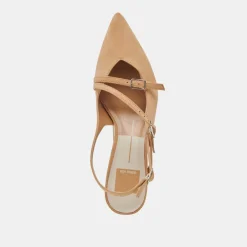 PAMLA MID HEELS TAN SUEDE