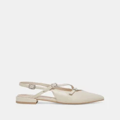 PAMLA PEARL FLATS IVORY CRINKLE PATENT