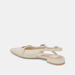 PAMLA PEARL FLATS IVORY CRINKLE PATENT