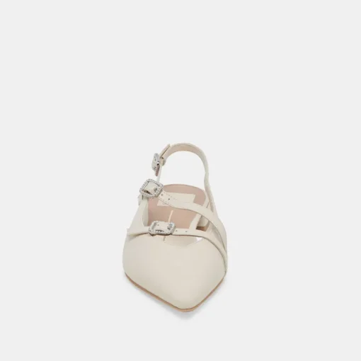 PAMLA PEARL FLATS IVORY CRINKLE PATENT
