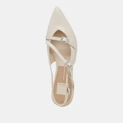 PAMLA PEARL FLATS IVORY CRINKLE PATENT
