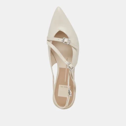 PAMLA PEARL FLATS IVORY CRINKLE PATENT