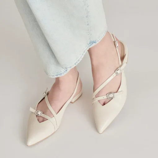 PAMLA PEARL FLATS IVORY CRINKLE PATENT