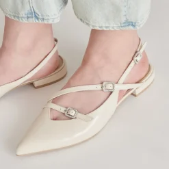 PAMLA PEARL FLATS IVORY CRINKLE PATENT
