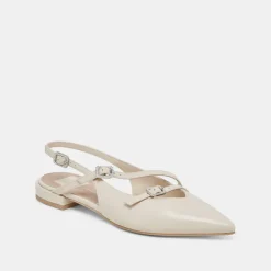 PAMLA PEARL FLATS IVORY CRINKLE PATENT