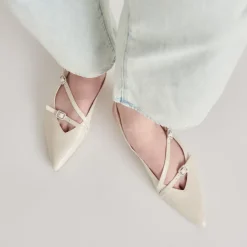PAMLA PEARL FLATS IVORY CRINKLE PATENT