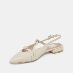 PAMLA PEARL FLATS IVORY CRINKLE PATENT