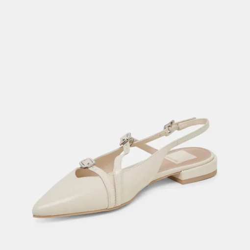 PAMLA PEARL FLATS IVORY CRINKLE PATENT