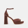 PANDRO HEELS CHOCOLATE SATIN