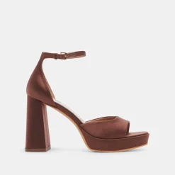 PANDRO HEELS CHOCOLATE SATIN