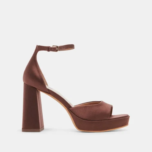 PANDRO HEELS CHOCOLATE SATIN