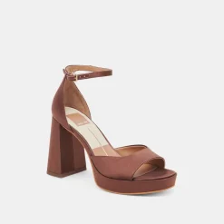 PANDRO HEELS CHOCOLATE SATIN
