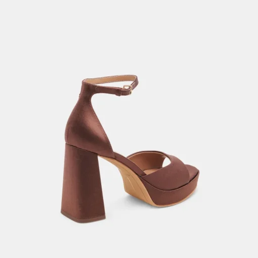 PANDRO HEELS CHOCOLATE SATIN