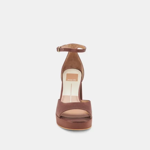 PANDRO HEELS CHOCOLATE SATIN