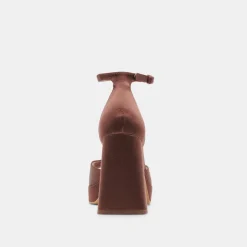 PANDRO HEELS CHOCOLATE SATIN