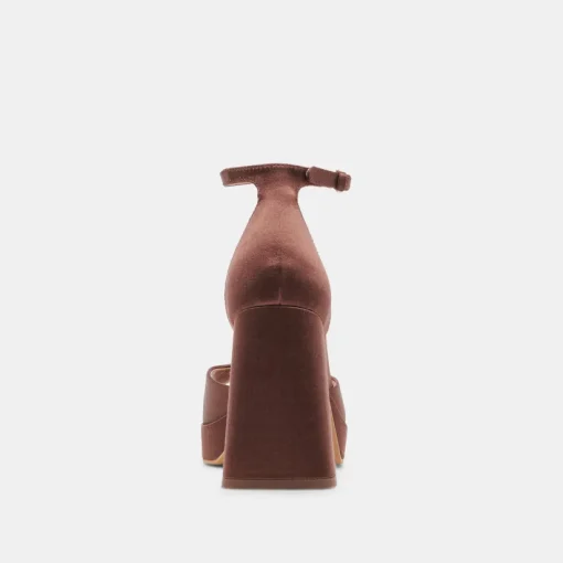 PANDRO HEELS CHOCOLATE SATIN