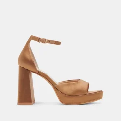 PANDRO HEELS MID BROWN SATIN