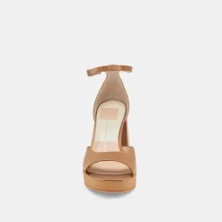 PANDRO HEELS MID BROWN SATIN