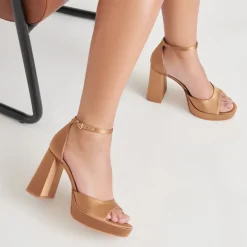 PANDRO HEELS MID BROWN SATIN