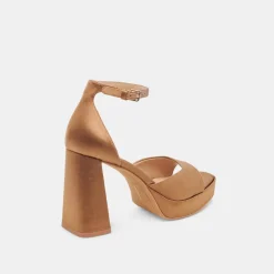 PANDRO HEELS MID BROWN SATIN