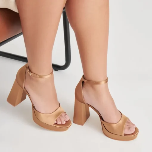PANDRO HEELS MID BROWN SATIN