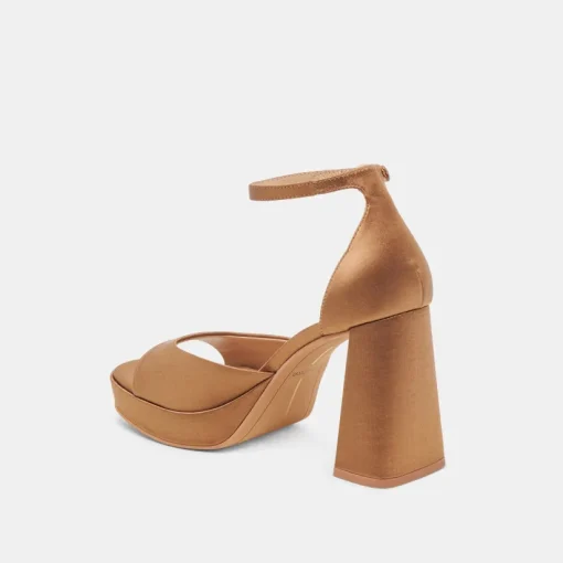 PANDRO HEELS MID BROWN SATIN