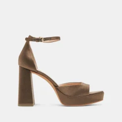 PANDRO HEELS OLIVE SATIN