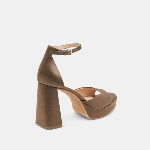 PANDRO HEELS OLIVE SATIN