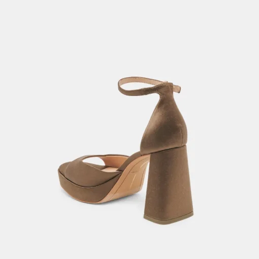 PANDRO HEELS OLIVE SATIN