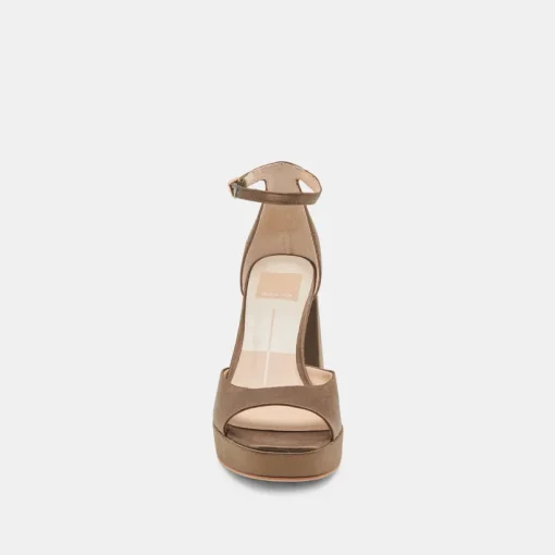 PANDRO HEELS OLIVE SATIN