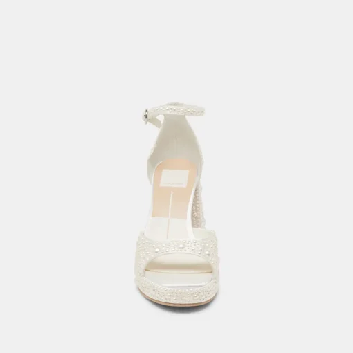 PANDRO PEARL HEELS TRUE WHITE SATIN