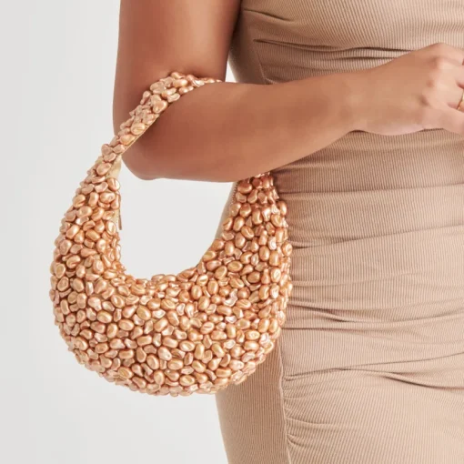 PEARLA SHOULDER BAG GOLD FAUX PEARL