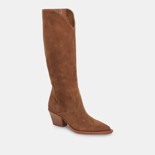 RAJ WIDE CALF BOOTS BROWN SUEDE