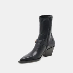 RAVE WIDE CALF BOOTS BLACK LEATHER