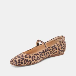 REYES BALLET FLATS DK LEOPARD SUEDE