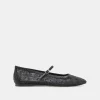 REYES CRYSTAL BALLET FLATS BLACK MESH