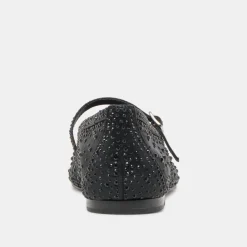 REYES CRYSTAL BALLET FLATS BLACK MESH