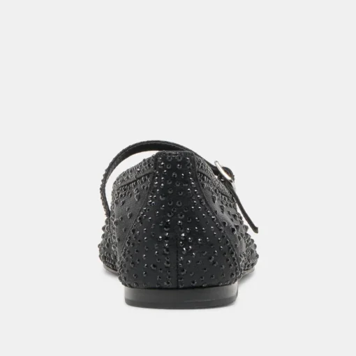 REYES CRYSTAL BALLET FLATS BLACK MESH