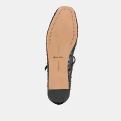 REYES CRYSTAL BALLET FLATS BLACK MESH