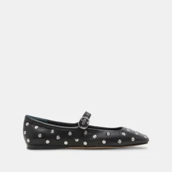 REYES STUD BALLET FLATS BLACK LEATHER