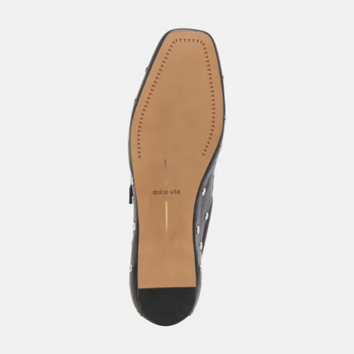 REYES STUD BALLET FLATS BLACK LEATHER