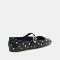 REYES STUD BALLET FLATS BLACK LEATHER