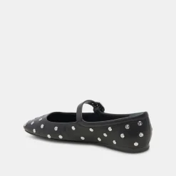 REYES STUD BALLET FLATS BLACK LEATHER