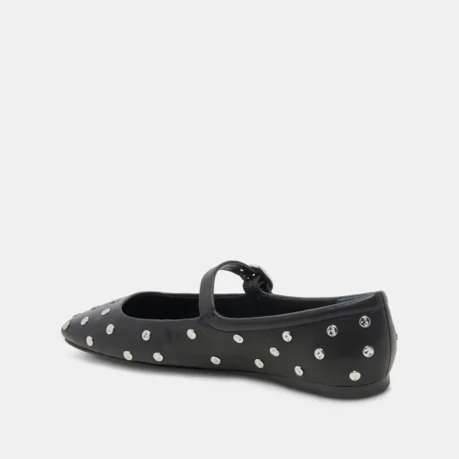 REYES STUD BALLET FLATS BLACK LEATHER