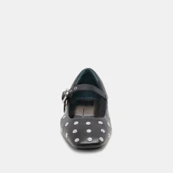 REYES STUD BALLET FLATS BLACK LEATHER