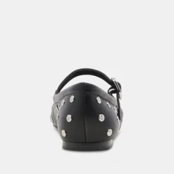 REYES STUD BALLET FLATS BLACK LEATHER